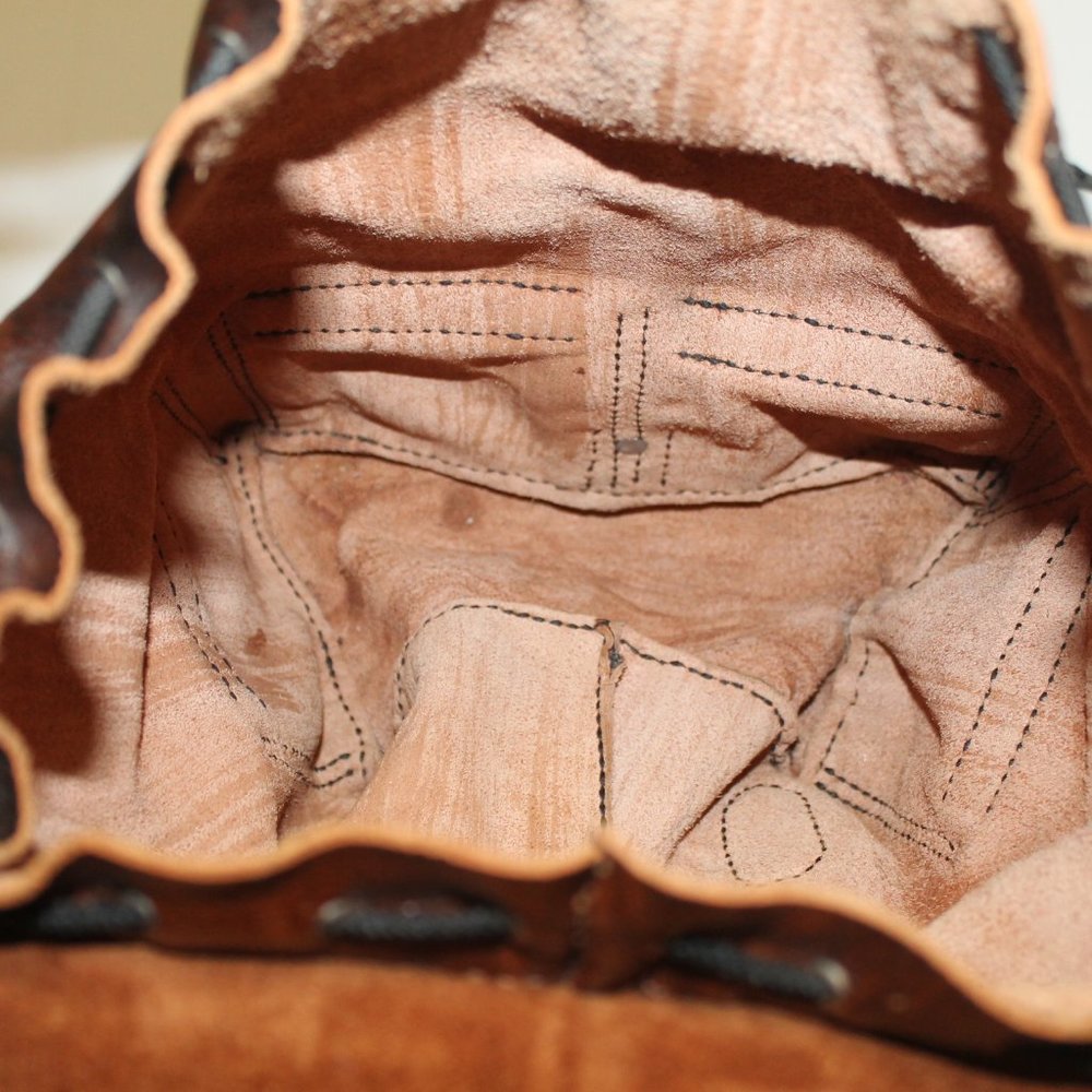 New Handmade Tooled Roses Angel Backpack & Wallet - Picture 12 of 16
